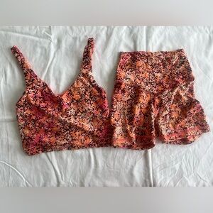 aerie Real Me Floral Print Two-Piece Active Set Small